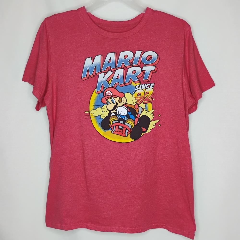 Men's XXL Nintendo Red Retro Mario Kart Since 92 Gaming Short Sleeve Tee Shirt